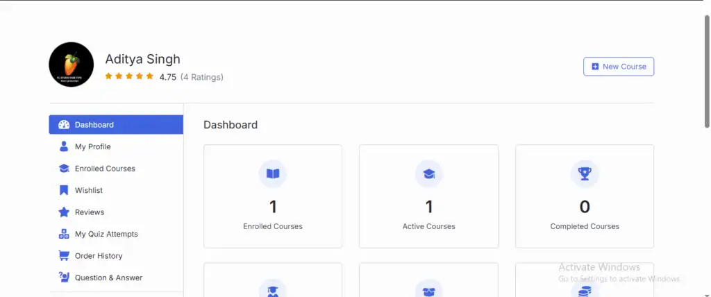 FL Studio Course Account Dashboard Screenshot